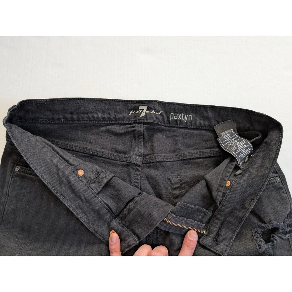7‎ For All Mankind Jeans Paxtyn Mens 34 Black Distressed 7FAMK